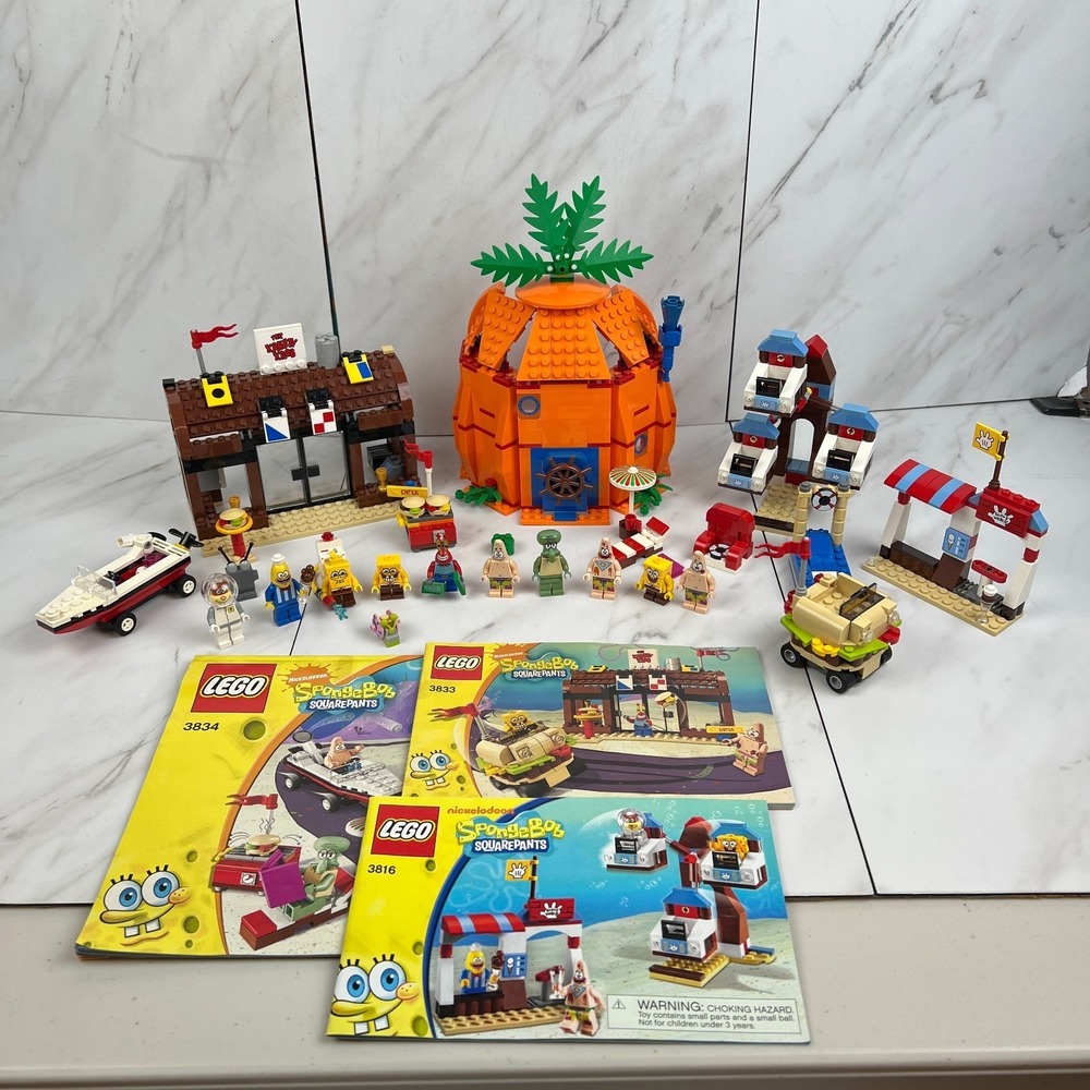 LEGO 3833 3834 3816 Spongebob Bikini Bottom - 99% Complete w/ Manuals